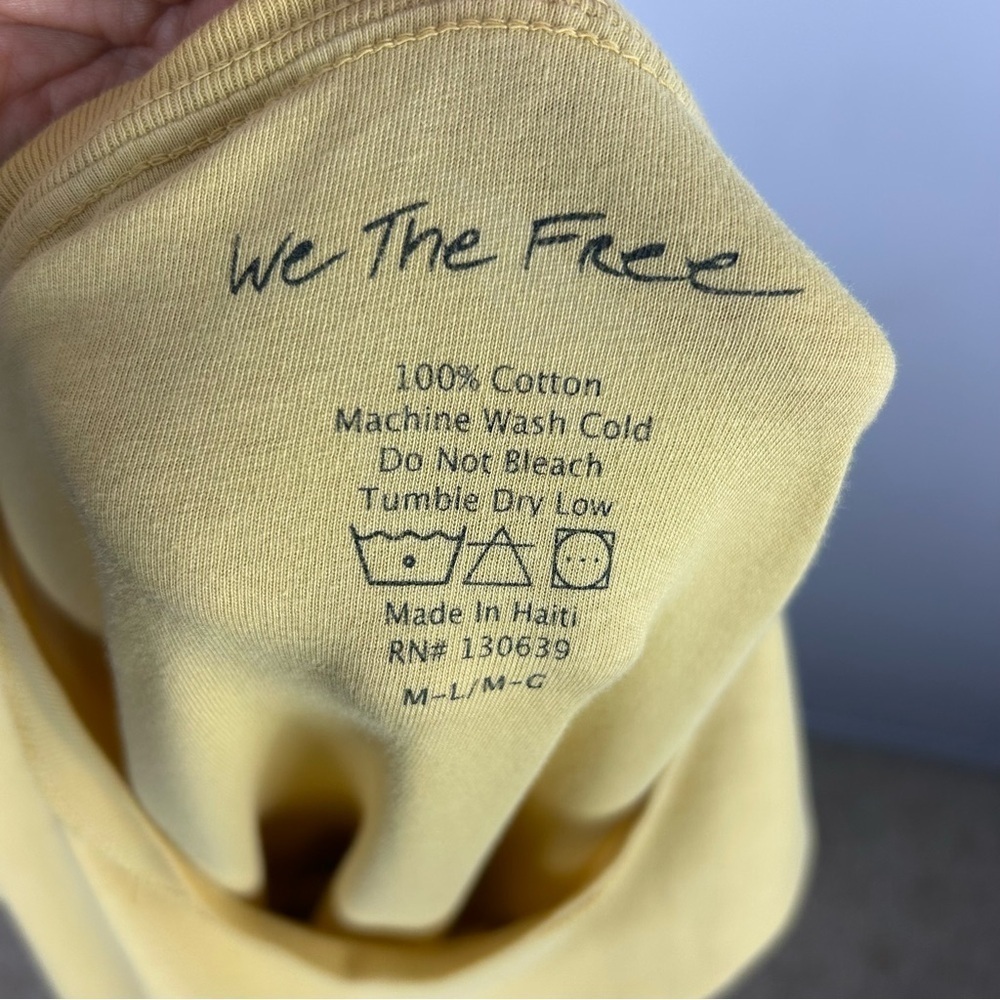 We The Free Yellow 100% Cotton Short Sleeve Expose Seaming Tee Size M/L - Picture 8 of 8